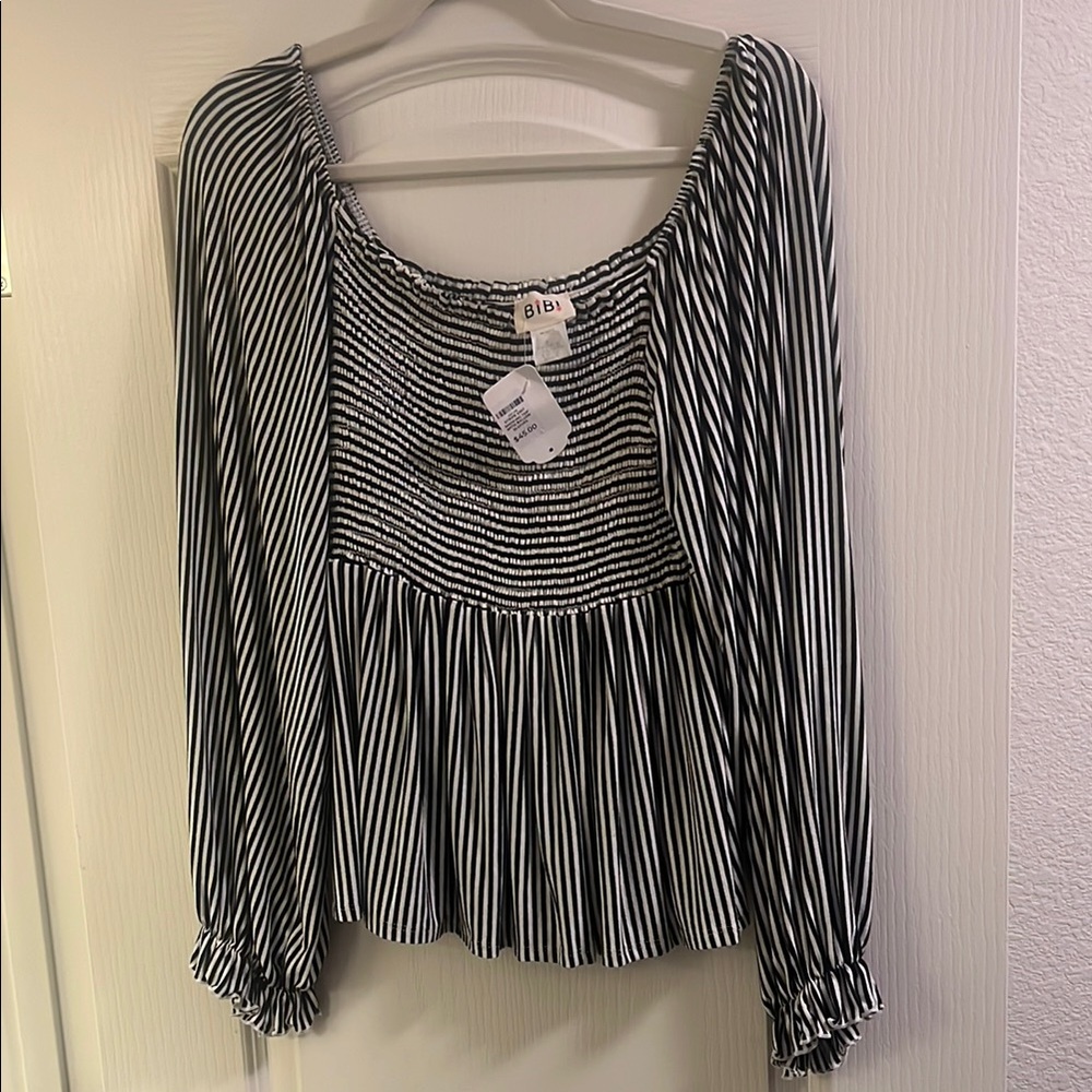 Bibi Black and White Striped Women's Top